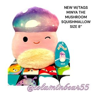 NEW W/TAGS MINYA THE MUSHROOM SQUISHMALLOW SIZE 8”, FUZZY BELLY GALAXY SHINY TOP